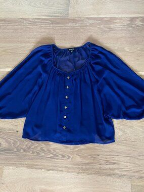 Bebe Deep Blue Button Front Top Size Medium